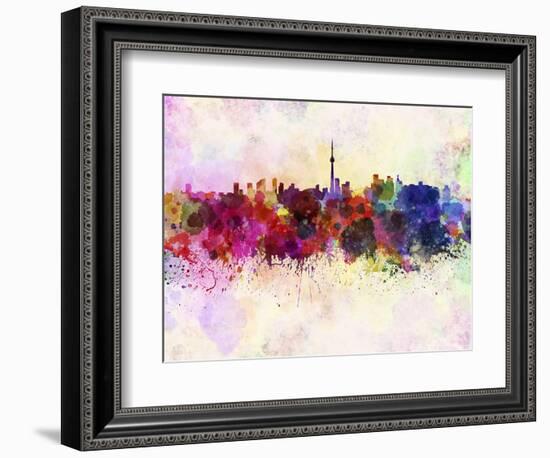 Toronto Skyline in Watercolor Background-paulrommer-Framed Art Print