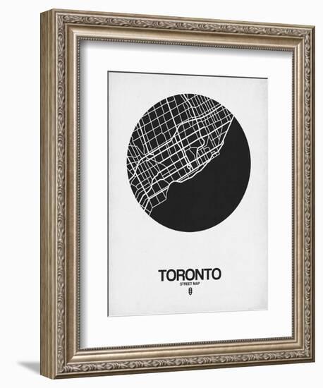 Toronto Street Map Black on White-NaxArt-Framed Art Print