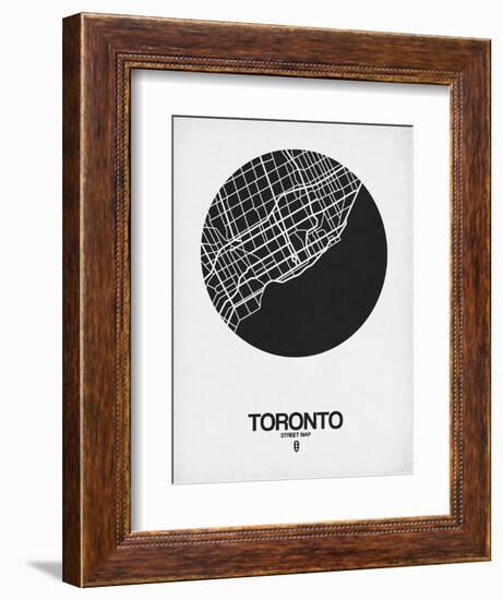 Toronto Street Map Black on White-NaxArt-Framed Art Print