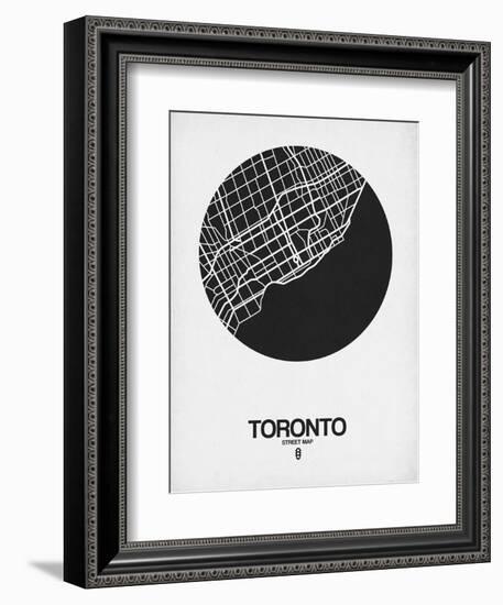 Toronto Street Map Black on White-NaxArt-Framed Art Print