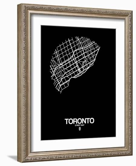 Toronto Street Map Black-NaxArt-Framed Art Print