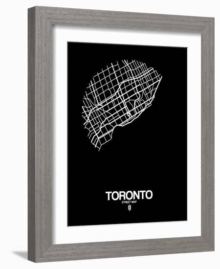 Toronto Street Map Black-NaxArt-Framed Art Print