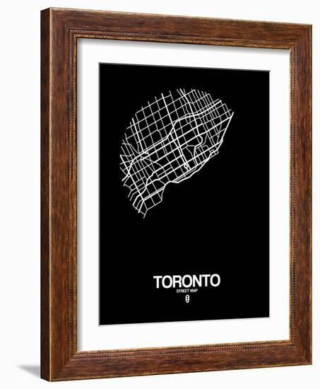 Toronto Street Map Black-NaxArt-Framed Art Print