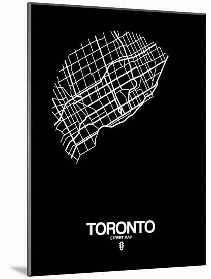 Toronto Street Map Black-NaxArt-Mounted Art Print