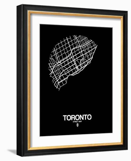 Toronto Street Map Black-NaxArt-Framed Art Print