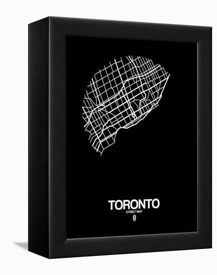 Toronto Street Map Black-NaxArt-Framed Stretched Canvas