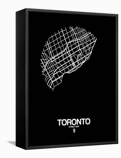 Toronto Street Map Black-NaxArt-Framed Stretched Canvas