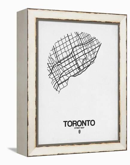 Toronto Street Map White-NaxArt-Framed Stretched Canvas