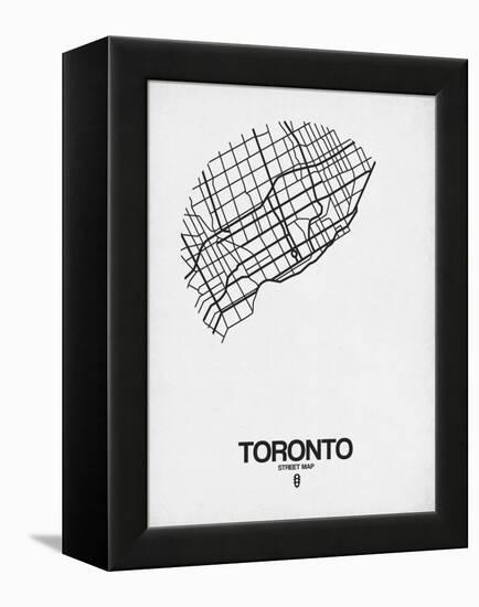 Toronto Street Map White-NaxArt-Framed Stretched Canvas