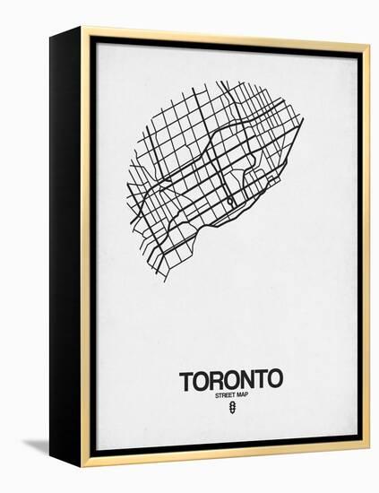 Toronto Street Map White-NaxArt-Framed Stretched Canvas