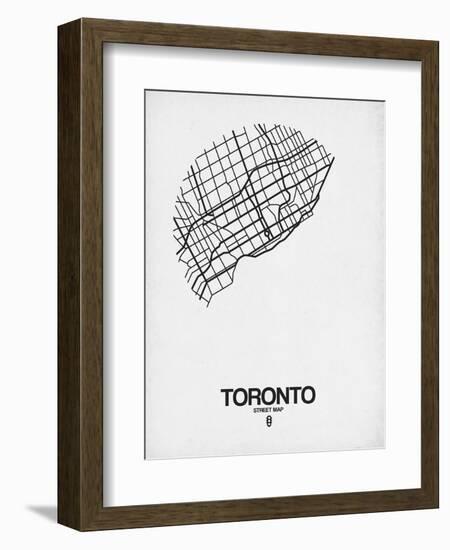 Toronto Street Map White-NaxArt-Framed Premium Giclee Print