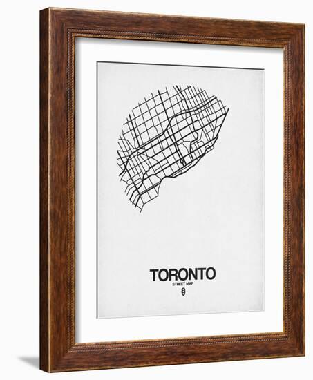 Toronto Street Map White-NaxArt-Framed Art Print