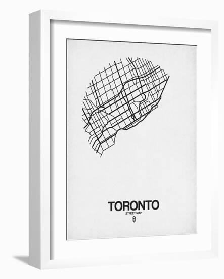 Toronto Street Map White-NaxArt-Framed Art Print