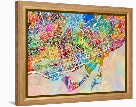 Toronto Street Map-Tompsett Michael-Framed Stretched Canvas