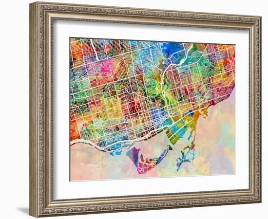 Toronto Street Map-Tompsett Michael-Framed Art Print