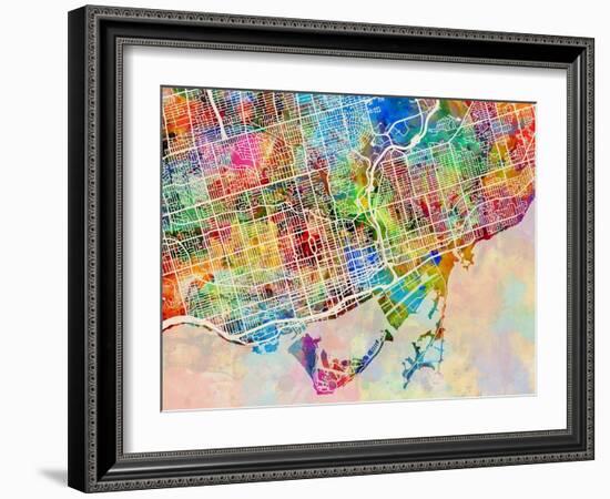 Toronto Street Map-Tompsett Michael-Framed Art Print