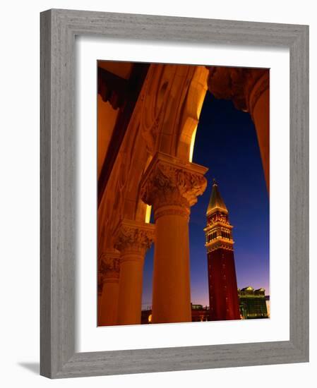 Torre Del'Orologio Framed by Facade of the Palazzo Ducale, Venetian Hotel and Casino, Las Vegas-Ryan Fox-Framed Photographic Print