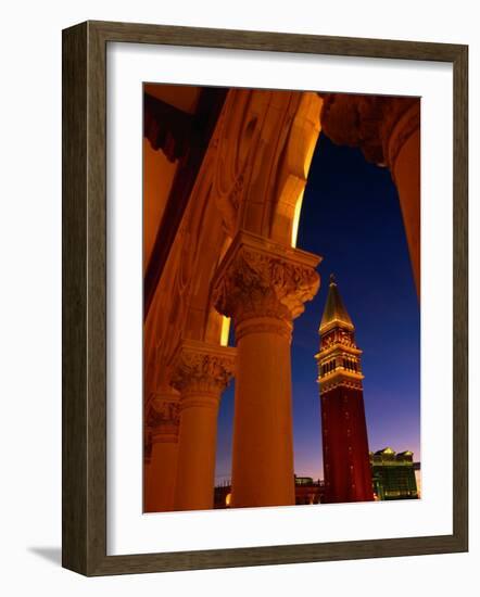 Torre Del'Orologio Framed by Facade of the Palazzo Ducale, Venetian Hotel and Casino, Las Vegas-Ryan Fox-Framed Photographic Print