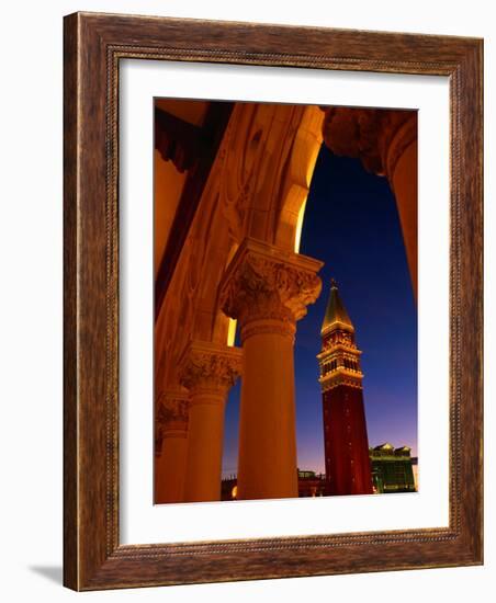 Torre Del'Orologio Framed by Facade of the Palazzo Ducale, Venetian Hotel and Casino, Las Vegas-Ryan Fox-Framed Photographic Print