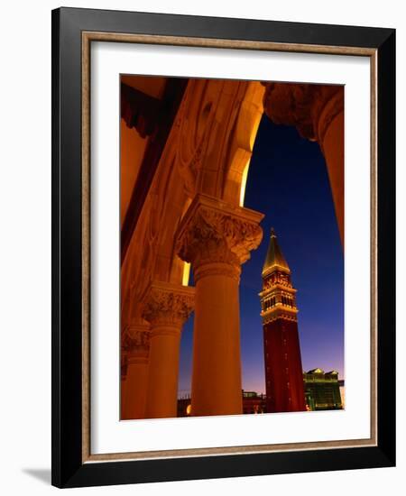 Torre Del'Orologio Framed by Facade of the Palazzo Ducale, Venetian Hotel and Casino, Las Vegas-Ryan Fox-Framed Photographic Print