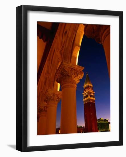 Torre Del'Orologio Framed by Facade of the Palazzo Ducale, Venetian Hotel and Casino, Las Vegas-Ryan Fox-Framed Photographic Print