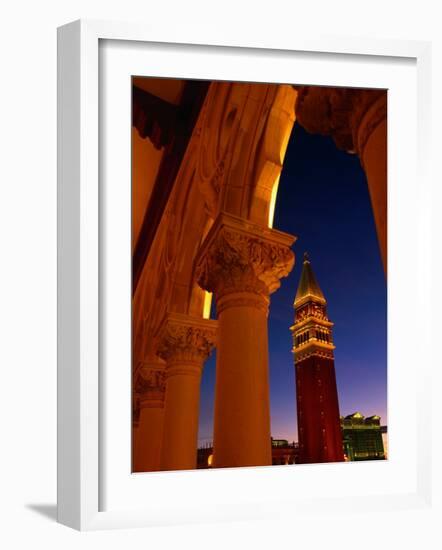 Torre Del'Orologio Framed by Facade of the Palazzo Ducale, Venetian Hotel and Casino, Las Vegas-Ryan Fox-Framed Photographic Print