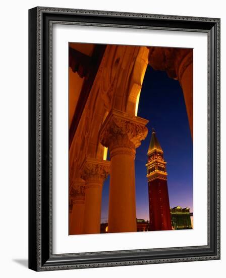 Torre Del'Orologio Framed by Facade of the Palazzo Ducale, Venetian Hotel and Casino, Las Vegas-Ryan Fox-Framed Photographic Print