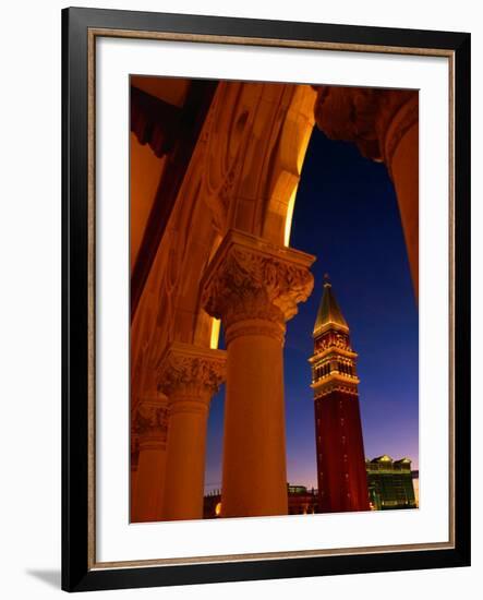 Torre Del'Orologio Framed by Facade of the Palazzo Ducale, Venetian Hotel and Casino, Las Vegas-Ryan Fox-Framed Photographic Print