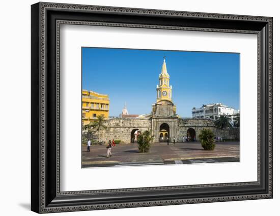 Torre del Reloj Publico (Public Clock Tower), UNESCO World Heritage Site, Cartagena, Colombia, Sout-Michael Runkel-Framed Photographic Print