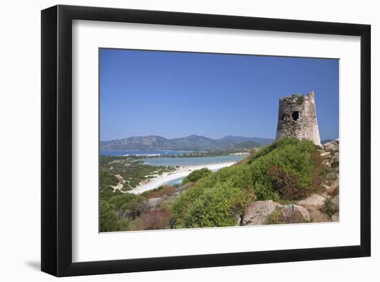 Torre di Porto Giunco Tower and Simius Beach near Villasimius, Sardinia, Italy-null-Framed Art Print