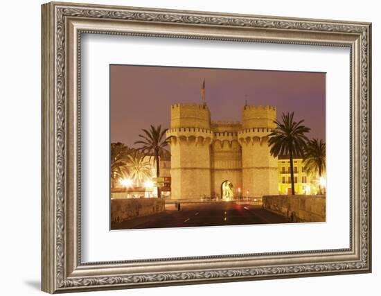 Torres De Serranos City Gate at Dusk, Valencia, Comunidad Valencia, Spain, Europe-Markus Lange-Framed Photographic Print