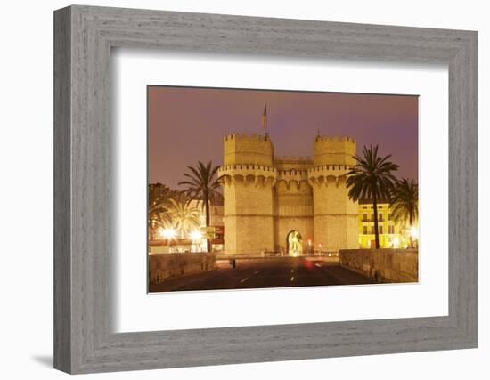 Torres De Serranos City Gate at Dusk, Valencia, Comunidad Valencia, Spain, Europe-Markus Lange-Framed Photographic Print