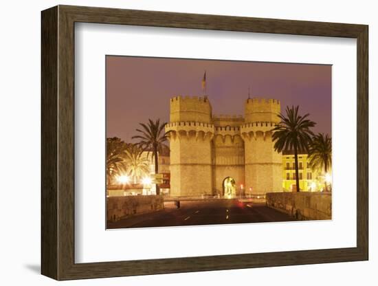 Torres De Serranos City Gate at Dusk, Valencia, Comunidad Valencia, Spain, Europe-Markus Lange-Framed Photographic Print