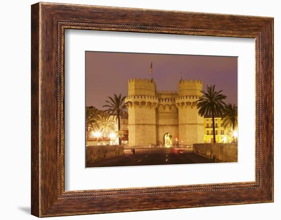 Torres De Serranos City Gate at Dusk, Valencia, Comunidad Valencia, Spain, Europe-Markus Lange-Framed Photographic Print