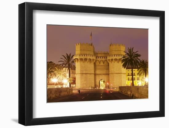 Torres De Serranos City Gate at Dusk, Valencia, Comunidad Valencia, Spain, Europe-Markus Lange-Framed Photographic Print