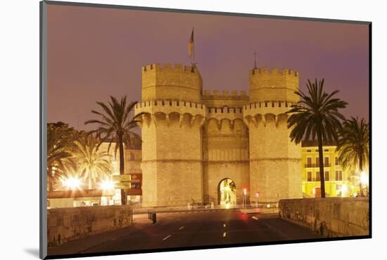 Torres De Serranos City Gate at Dusk, Valencia, Comunidad Valencia, Spain, Europe-Markus Lange-Mounted Photographic Print