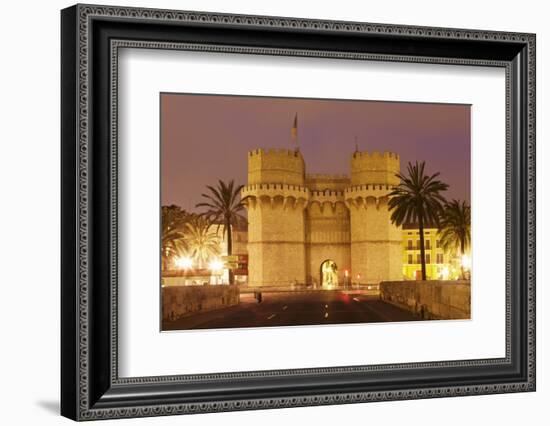 Torres De Serranos City Gate at Dusk, Valencia, Comunidad Valencia, Spain, Europe-Markus Lange-Framed Photographic Print