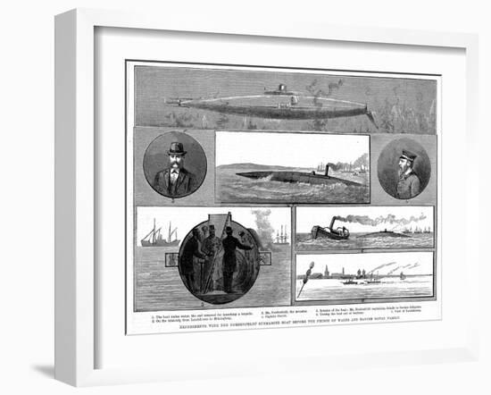 Torsten Nordenfeldt's Steam-Powered Submarine, 1885-null-Framed Giclee Print