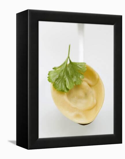 Tortellino with Parsley on Spoon-null-Framed Premier Image Canvas