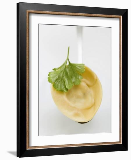 Tortellino with Parsley on Spoon-null-Framed Photographic Print
