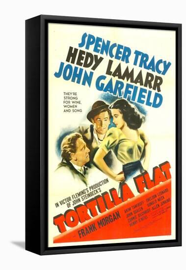 TORTILLA FLAT, from left: Spencer Tracy, John Garfield, Hedy Lamarr, 1942.-null-Framed Stretched Canvas