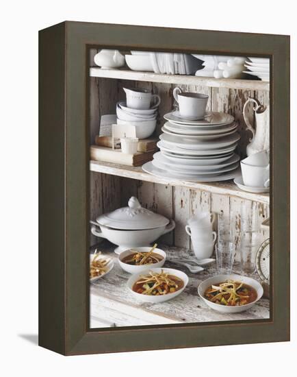 Tortilla Soup with Courgette, Tomatoes and Avocado on a Kitchen Dresser - Conde Nast Collection-null-Framed Premier Image Canvas