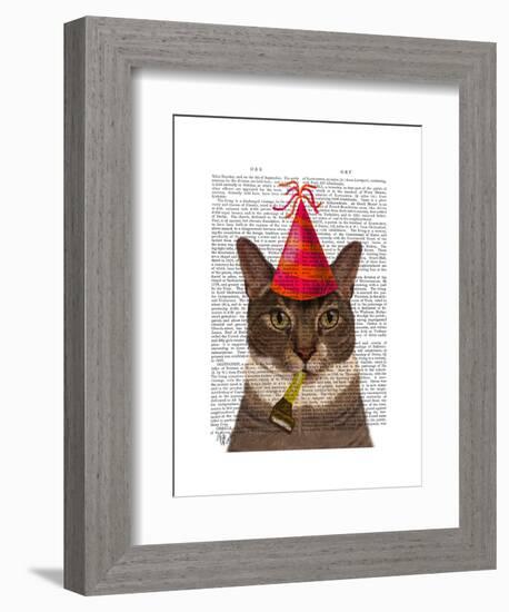 Tortoiseshell Cat, Party Hat-Fab Funky-Framed Art Print