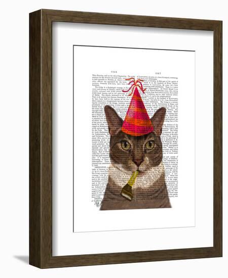 Tortoiseshell Cat, Party Hat-Fab Funky-Framed Art Print