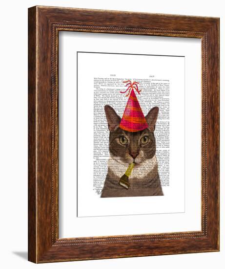 Tortoiseshell Cat, Party Hat-Fab Funky-Framed Art Print