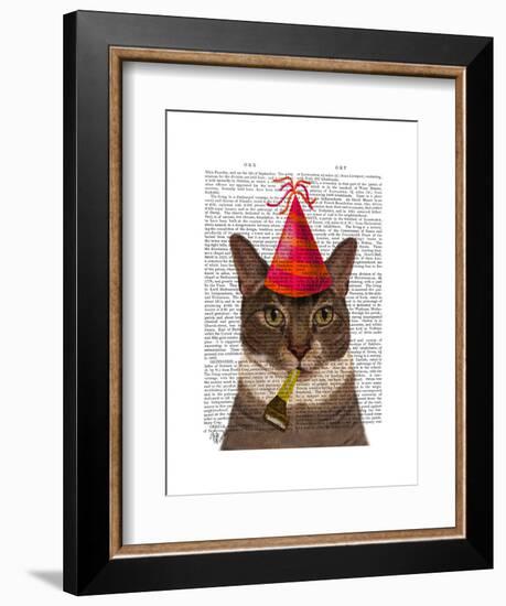 Tortoiseshell Cat, Party Hat-Fab Funky-Framed Art Print