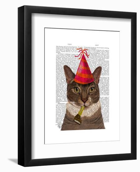 Tortoiseshell Cat, Party Hat-Fab Funky-Framed Art Print