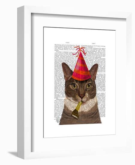 Tortoiseshell Cat, Party Hat-Fab Funky-Framed Art Print