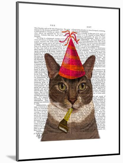 Tortoiseshell Cat, Party Hat-Fab Funky-Mounted Art Print