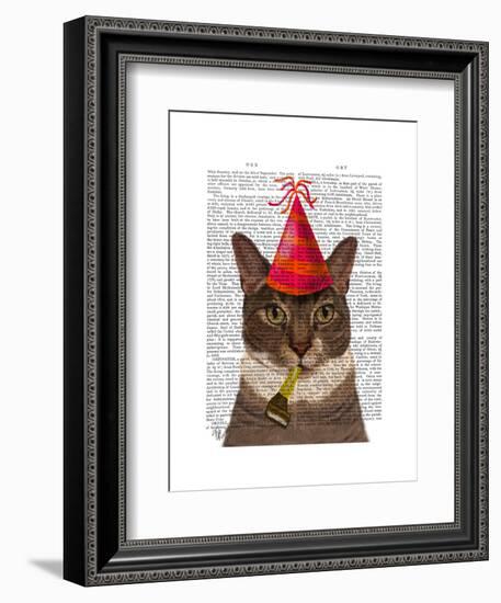 Tortoiseshell Cat, Party Hat-Fab Funky-Framed Art Print